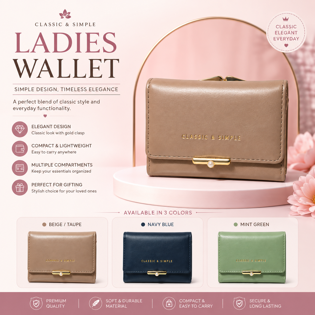 Classic simple ladies wallet