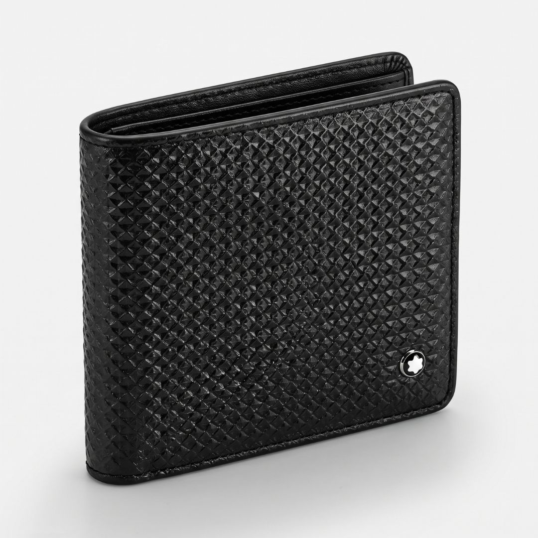 Premium black textured bifold wallet for men